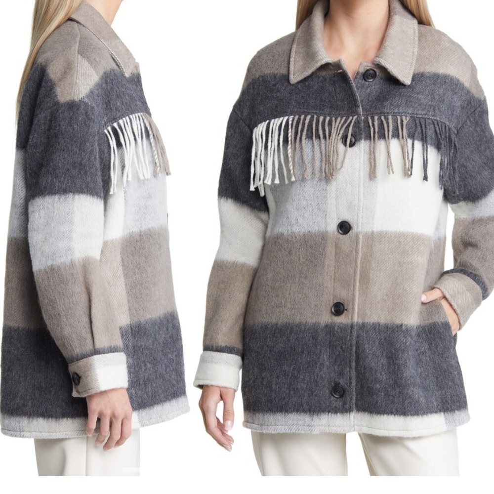 Vero Moda Antonia Womens Wool Blend Fringe Shacket​​​